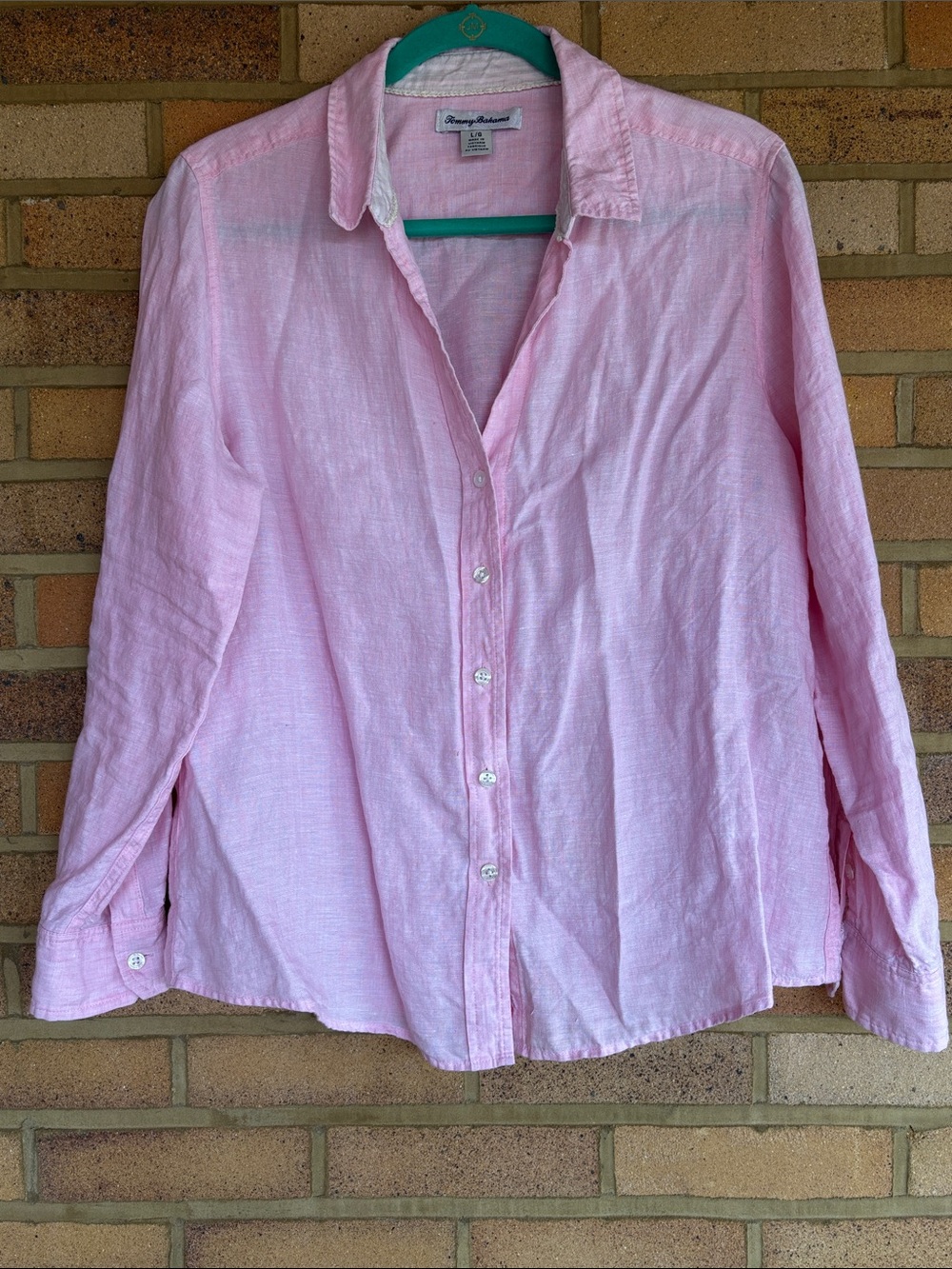 Tommy Bahama Pink Linen Button-Down Shirt